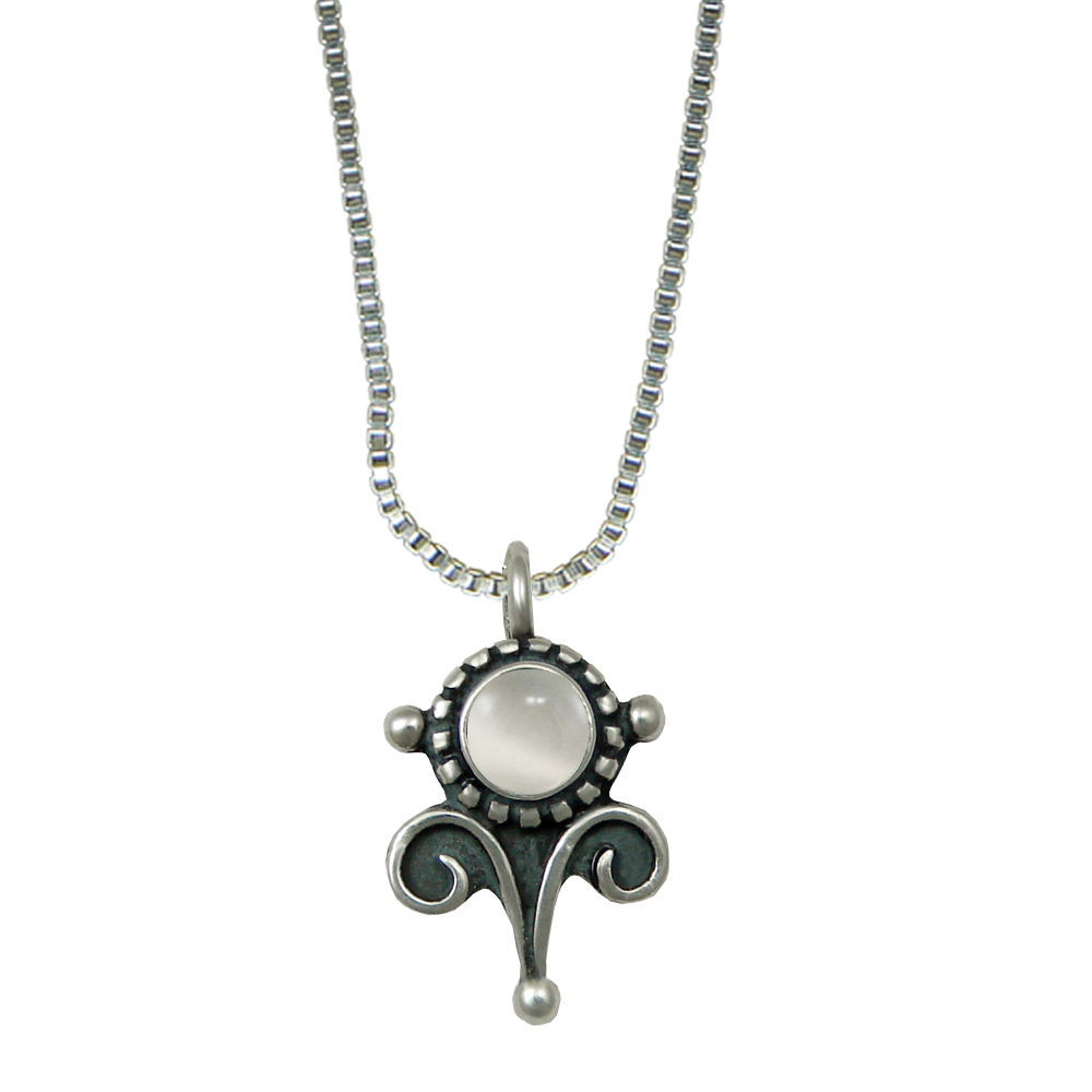 Sterling Silver Little White Moonstone Pendant Necklace
